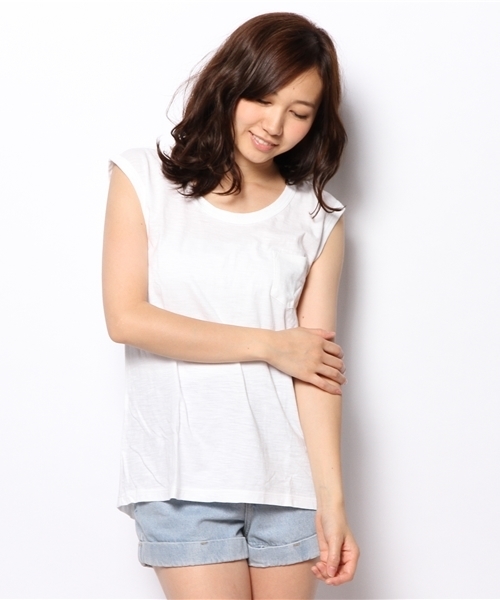 coen（コーエン）の「コットンスラブポケットTシャツ（Tシャツ/カットソー・レディース・ブラック/ホワイト/マスタード/ダークグリーン・フリー）」の5枚目の写真