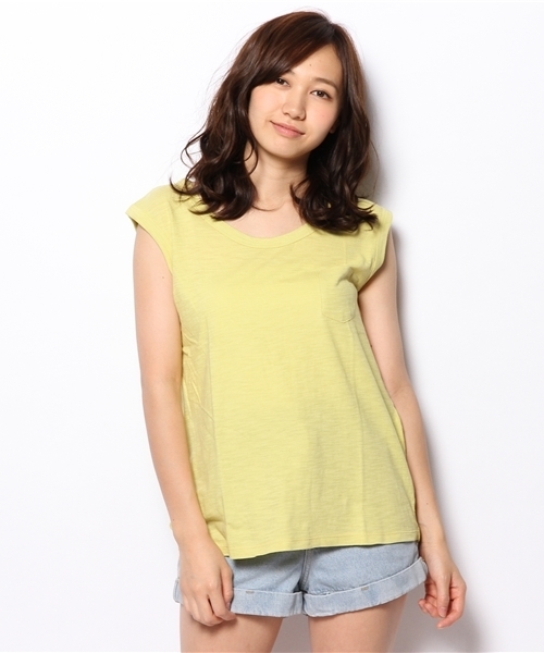 coen（コーエン）の「コットンスラブポケットTシャツ（Tシャツ/カットソー・レディース・ブラック/ホワイト/マスタード/ダークグリーン・フリー）」の7枚目の写真