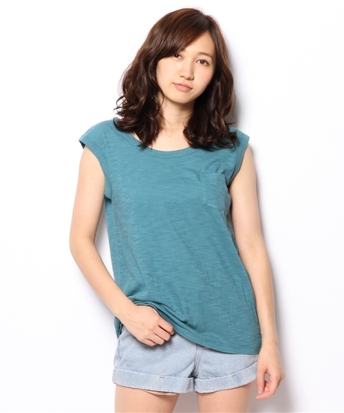 coen（コーエン）の「コットンスラブポケットTシャツ（Tシャツ/カットソー・レディース・ブラック/ホワイト/マスタード/ダークグリーン・フリー）」の6枚目の写真