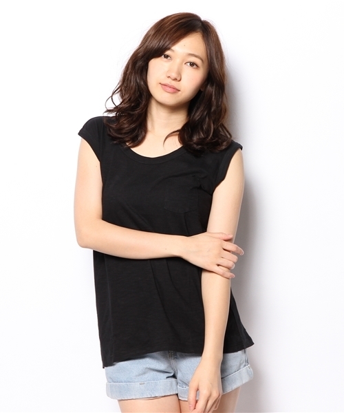 coen（コーエン）の「コットンスラブポケットTシャツ（Tシャツ/カットソー・レディース・ブラック/ホワイト/マスタード/ダークグリーン・フリー）」の8枚目の写真