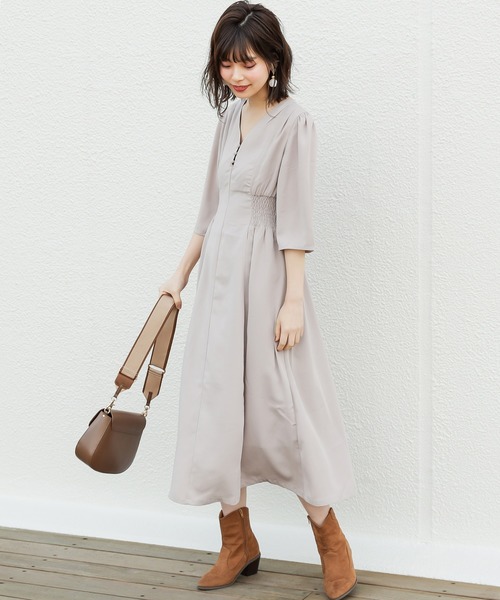 natural couture（ナチュラルクチュール）の「レトロ小花ワンピース（ワンピース・レディース・グレイッシュベージュ/サックスブルー/ピンク/その他1/その他2/その他3・FREE）」の7枚目の写真