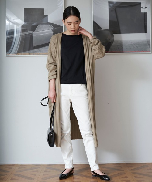 AMERICAN HOLIC(アメリカンホリック)の「針抜きリブロングニットニュアンスカーディガン*(カーディガン/ボレロ・レディース・ベージュ/ネイビー/ライトベージュ・MEDIUM/LARGE)」の2枚目の写真