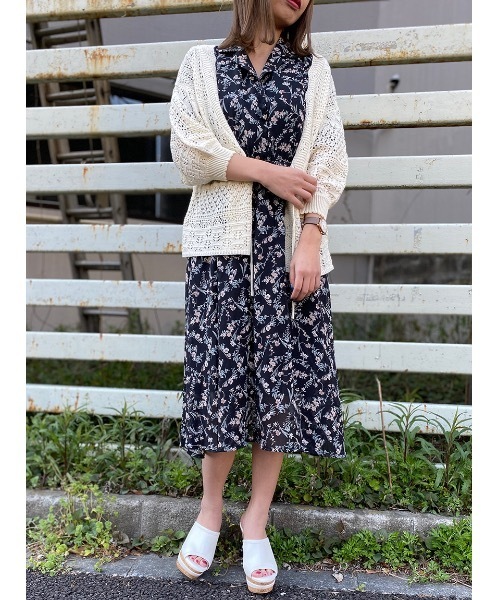 one way（ワンウェイ）の「シアーフラワー開襟ワンピース（ワンピース・レディース・ブラック/ベージュ・FREE）」の15枚目の写真