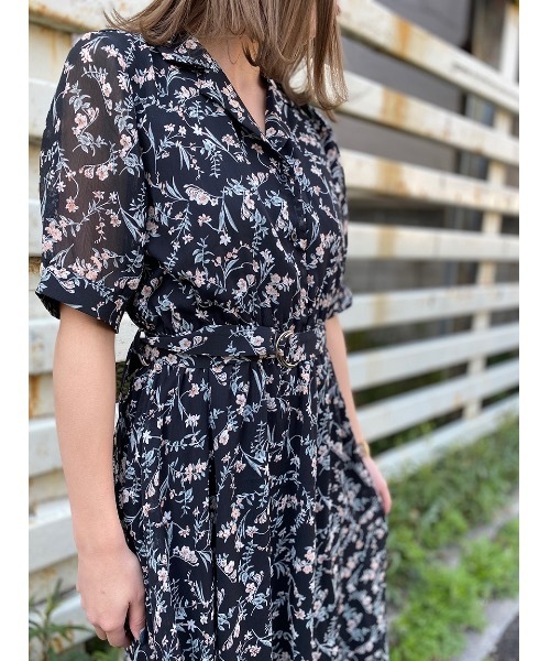 one way（ワンウェイ）の「シアーフラワー開襟ワンピース（ワンピース・レディース・ブラック/ベージュ・FREE）」の9枚目の写真