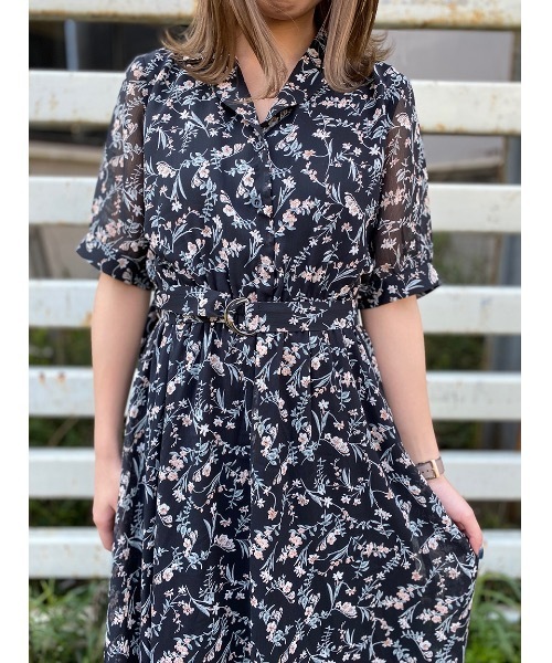 one way（ワンウェイ）の「シアーフラワー開襟ワンピース（ワンピース・レディース・ブラック/ベージュ・FREE）」の13枚目の写真