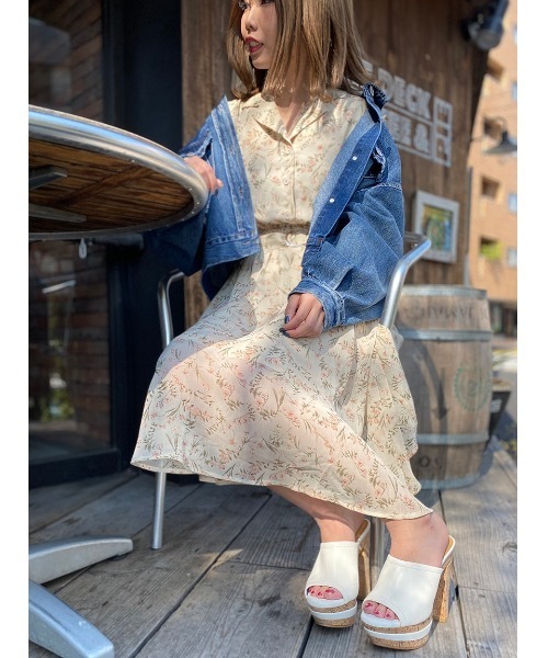 one way（ワンウェイ）の「シアーフラワー開襟ワンピース（ワンピース・レディース・ブラック/ベージュ・FREE）」の8枚目の写真