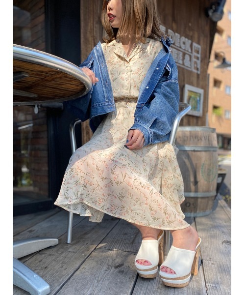 one way（ワンウェイ）の「シアーフラワー開襟ワンピース（ワンピース・レディース・ブラック/ベージュ・FREE）」の12枚目の写真