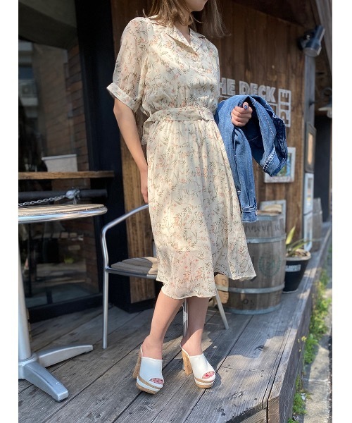 one way（ワンウェイ）の「シアーフラワー開襟ワンピース（ワンピース・レディース・ブラック/ベージュ・FREE）」の4枚目の写真