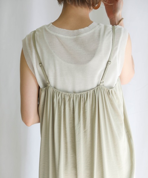select MOCA(セレクトモカ)の「2020 S/S サテンライクキャミワンピース/バックギャザーサイドスリットロングワンピース(ワンピース・レディース・ライトグリーン/ライトベージュ・FREE)」の12枚目の写真