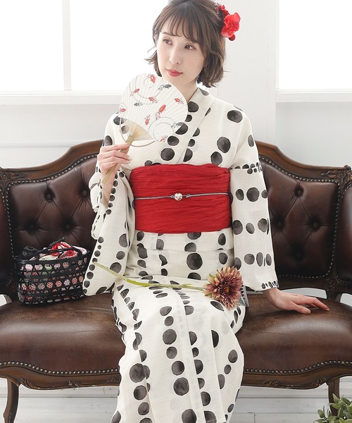 19種類から選べるレディース3点セット／【大人浴衣+兵児帯+下駄