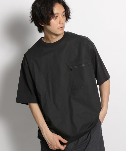 布帛mixジップポケットtシャツ 布帛mixジップポケットtシャツ