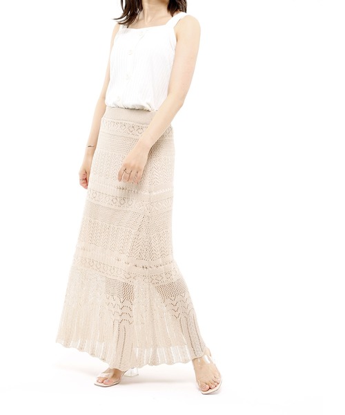 Riberry（リベリー）の「透かし編ロングスカート（スカート・レディース・ブラック/ベージュ/アイボリー/モカ・MEDIUM）」の12枚目の写真