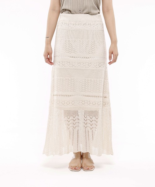 Riberry（リベリー）の「透かし編ロングスカート（スカート・レディース・ブラック/ベージュ/アイボリー/モカ・MEDIUM）」の13枚目の写真