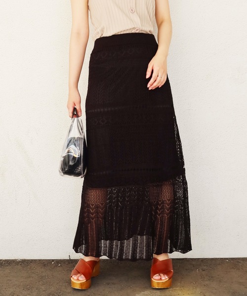 Riberry（リベリー）の「透かし編ロングスカート（スカート・レディース・ブラック/ベージュ/アイボリー/モカ・MEDIUM）」の19枚目の写真