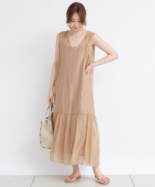 DouDou（ドゥドゥ）の「バックリボン切替ワンピース（ワンピース・レディース・ブラック/ベージュ・FREE）」の22枚目の写真