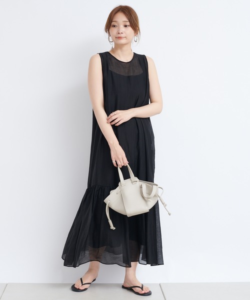 DouDou（ドゥドゥ）の「バックリボン切替ワンピース（ワンピース・レディース・ブラック/ベージュ・FREE）」の3枚目の写真