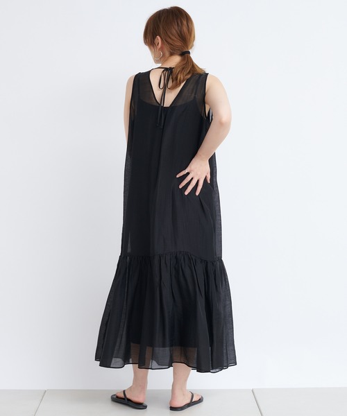 DouDou（ドゥドゥ）の「バックリボン切替ワンピース（ワンピース・レディース・ブラック/ベージュ・FREE）」の7枚目の写真