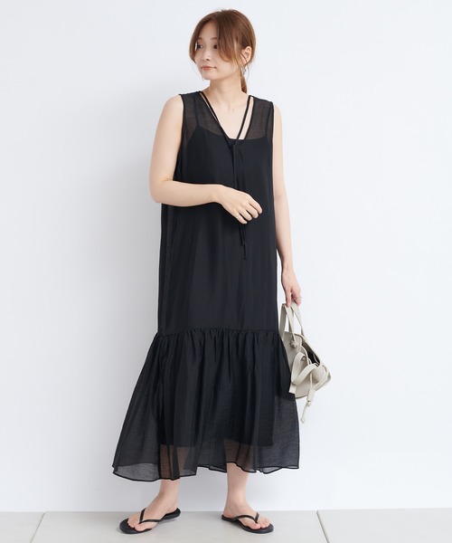 DouDou（ドゥドゥ）の「バックリボン切替ワンピース（ワンピース・レディース・ブラック/ベージュ・FREE）」の21枚目の写真