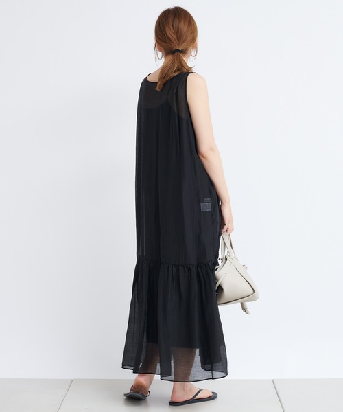 DouDou（ドゥドゥ）の「バックリボン切替ワンピース（ワンピース・レディース・ブラック/ベージュ・FREE）」の4枚目の写真