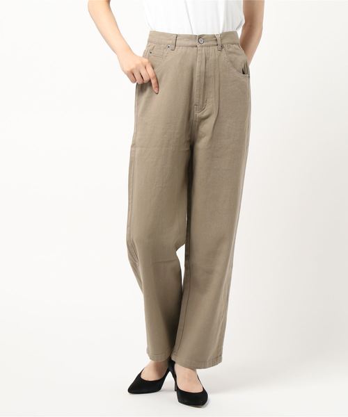 STYLEBLOCK（スタイルブロック）の「ハイウエストストレートパンツ（その他パンツ・レディース・カーキ/グレイッシュベージュ/ブラック/ベージュ・M）」の3枚目の写真