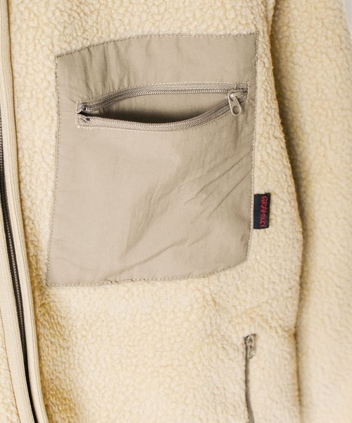 Gramicci（グラミチ）の「【63】【GRAMICCI】BOA FLEECE JACKET（ブルゾン・メンズ・ベージュ/オリーブ/ブラック・MEDIUM/X-LARGE/LARGE/XX-LARGE/SMALL）」の12枚目の写真