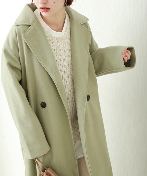 n'ee-ne(ネーネ)の「フェイクウール ダブルチェスターコート(チェスターコート・レディース・アイボリー/ブラック/ブラウン/モカ/オリーブ/ブルー・FREE)」の19枚目の写真