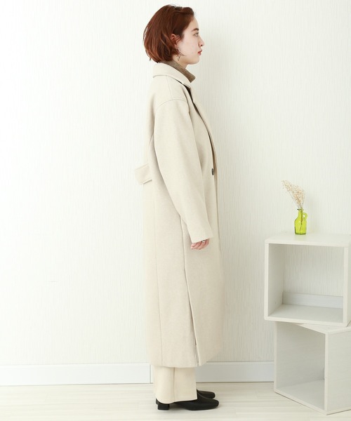 n'ee-ne(ネーネ)の「フェイクウール ダブルチェスターコート(チェスターコート・レディース・アイボリー/ブラック/ブラウン/モカ/オリーブ/ブルー・FREE)」の20枚目の写真