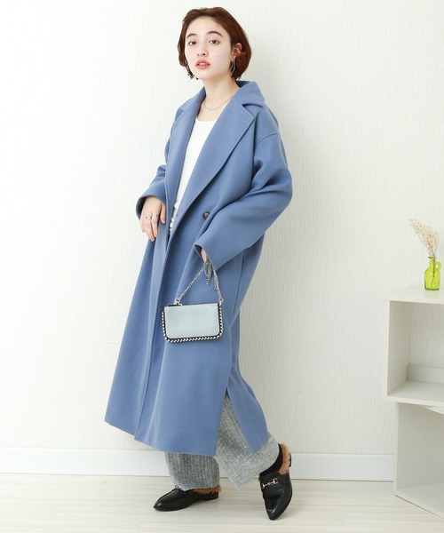 n'ee-ne(ネーネ)の「フェイクウール ダブルチェスターコート(チェスターコート・レディース・アイボリー/ブラック/ブラウン/モカ/オリーブ/ブルー・FREE)」の8枚目の写真