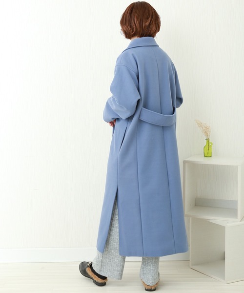 n'ee-ne(ネーネ)の「フェイクウール ダブルチェスターコート(チェスターコート・レディース・アイボリー/ブラック/ブラウン/モカ/オリーブ/ブルー・FREE)」の12枚目の写真