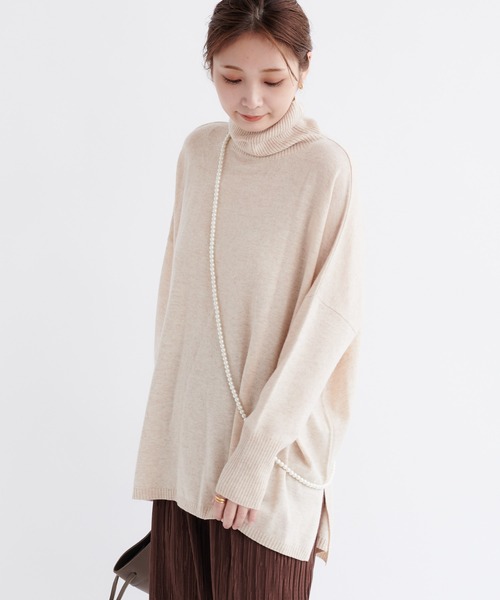 DouDou(ドゥドゥ)の「ウールカシミヤワイドタートル(ニット/セーター・レディース・ベージュ/オフホワイト/オレンジ・FREE)」の15枚目の写真