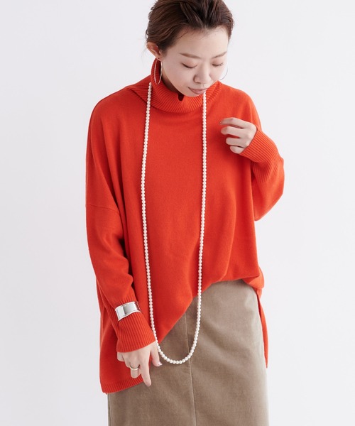 DouDou(ドゥドゥ)の「ウールカシミヤワイドタートル(ニット/セーター・レディース・ベージュ/オフホワイト/オレンジ・FREE)」の20枚目の写真