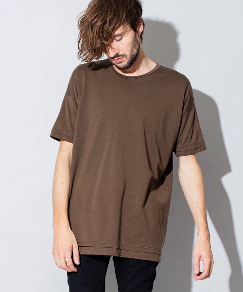 NO ID.(ノーアイディ)の「mt6980-フランカー天竺レイヤードルーズC-N-T Tシャツ(Tシャツ/カットソー・メンズ・ホワイト/ブルーグレー/ライトカーキ/カーキ/ブラック・ONE SIZE)」の2枚目の写真