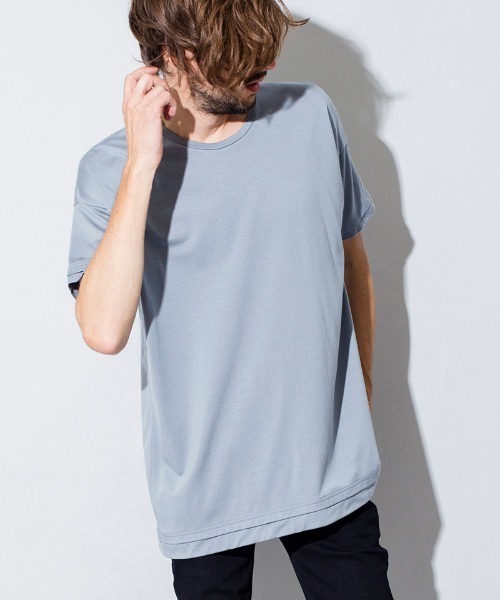 NO ID.(ノーアイディ)の「mt6980-フランカー天竺レイヤードルーズC-N-T Tシャツ(Tシャツ/カットソー・メンズ・ホワイト/ブルーグレー/ライトカーキ/カーキ/ブラック・ONE SIZE)」の4枚目の写真