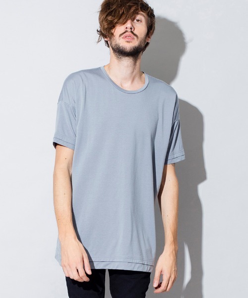 NO ID.(ノーアイディ)の「mt6980-フランカー天竺レイヤードルーズC-N-T Tシャツ(Tシャツ/カットソー・メンズ・ホワイト/ブルーグレー/ライトカーキ/カーキ/ブラック・ONE SIZE)」の6枚目の写真