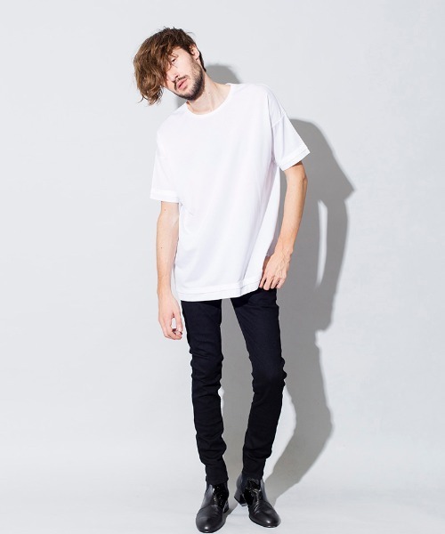 NO ID.(ノーアイディ)の「mt6980-フランカー天竺レイヤードルーズC-N-T Tシャツ(Tシャツ/カットソー・メンズ・ホワイト/ブルーグレー/ライトカーキ/カーキ/ブラック・ONE SIZE)」の13枚目の写真