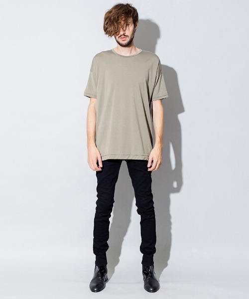 NO ID.(ノーアイディ)の「mt6980-フランカー天竺レイヤードルーズC-N-T Tシャツ(Tシャツ/カットソー・メンズ・ホワイト/ブルーグレー/ライトカーキ/カーキ/ブラック・ONE SIZE)」の21枚目の写真