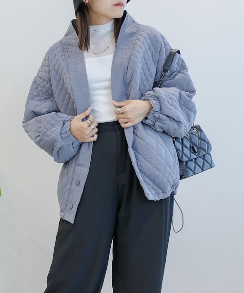 aimoha(アイモハ)の「中綿 キルティングノーカラージャケット (AW) (LV)(ノーカラージャケット・レディース・ホワイト/ブラック/ピンク/ブルー/ライトグリーン/ブラウン/グレー/パープル系その他/グリーン系その他/マスタード/グレー系その他/グリーン/ベージュ・SMALL/MEDIUM/LARGE)」の10枚目の写真