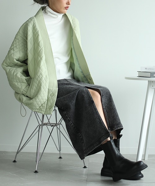 aimoha(アイモハ)の「中綿 キルティングノーカラージャケット (AW) (LV)(ノーカラージャケット・レディース・ホワイト/ブラック/ピンク/ブルー/ライトグリーン/ブラウン/グレー/パープル系その他/グリーン系その他/マスタード/グレー系その他/グリーン/ベージュ・SMALL/MEDIUM/LARGE)」の1枚目の写真