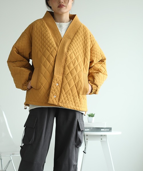 aimoha(アイモハ)の「中綿 キルティングノーカラージャケット (AW) (LV)(ノーカラージャケット・レディース・ホワイト/ブラック/ピンク/ブルー/ライトグリーン/ブラウン/グレー/パープル系その他/グリーン系その他/マスタード/グレー系その他/グリーン/ベージュ・SMALL/MEDIUM/LARGE)」の12枚目の写真