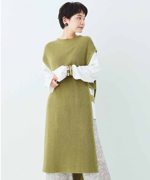 MEDE19F（メデジュウキュウ）の「ＭＥＤＥ１９Ｆ　ロングニットベスト（ニット/セーター・レディース・グリーン系その他/ベージュ・MEDIUM/LARGE/X-LARGE/XX-LARGE）」の2枚目の写真