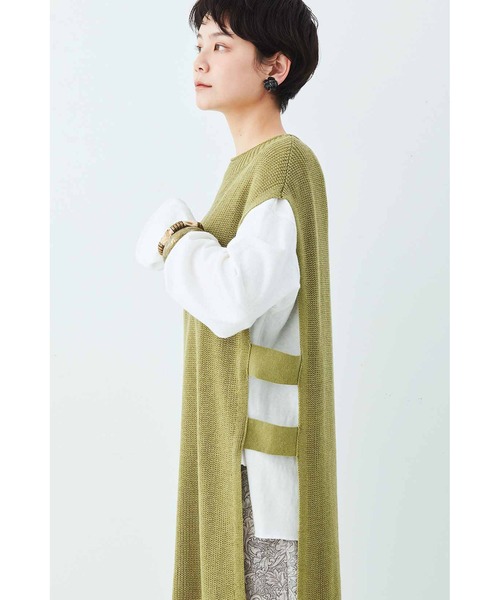 MEDE19F（メデジュウキュウ）の「ＭＥＤＥ１９Ｆ　ロングニットベスト（ニット/セーター・レディース・グリーン系その他/ベージュ・MEDIUM/LARGE/X-LARGE/XX-LARGE）」の4枚目の写真