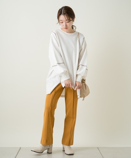 Kastane(カスタネ)の「【Thank Mat'l.】リサイクルポンチフレアスラックス(スラックス・レディース・オレンジ/インディゴブルー/キナリ・1/2)」の7枚目の写真