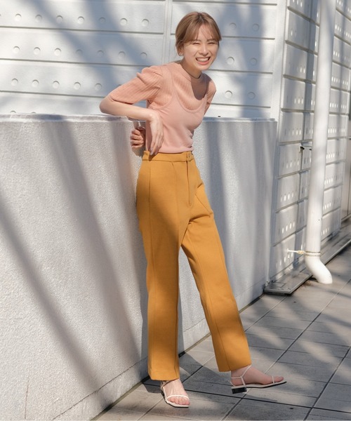 Kastane(カスタネ)の「【Thank Mat'l.】リサイクルポンチフレアスラックス(スラックス・レディース・オレンジ/インディゴブルー/キナリ・1/2)」の14枚目の写真