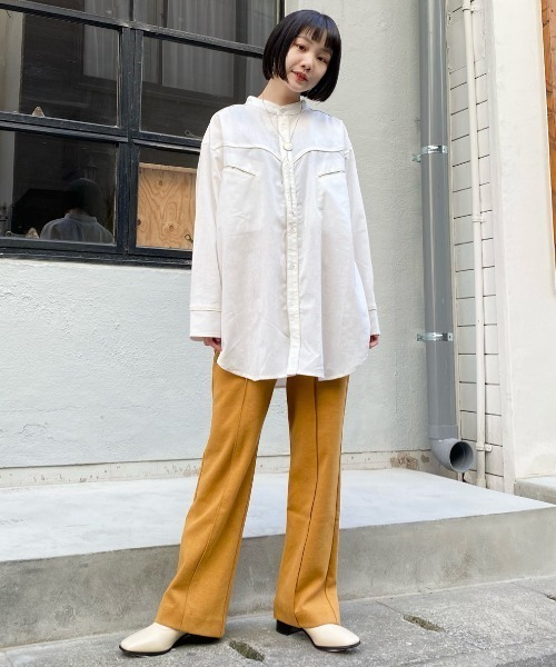 Kastane(カスタネ)の「【Thank Mat'l.】リサイクルポンチフレアスラックス(スラックス・レディース・オレンジ/インディゴブルー/キナリ・1/2)」の21枚目の写真