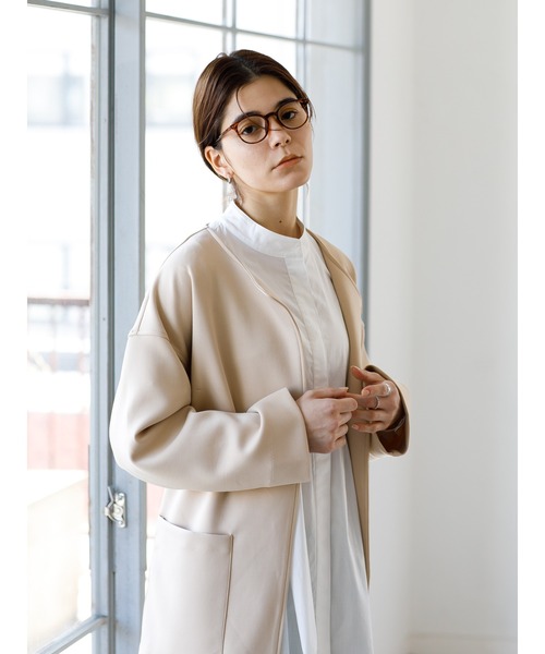 koe（コエ）の「バンドカラーシャツチュニック＊（シャツ/ブラウス・レディース・サックスブルー/オフホワイト・FREE）」の3枚目の写真