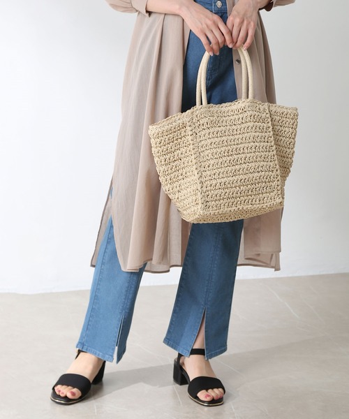 Honeys（ハニーズ）の「雑材シンプルトートＢａｇ（トートバッグ・レディース・ベージュ/キナリ/ブラウン・FREE）」の2枚目の写真