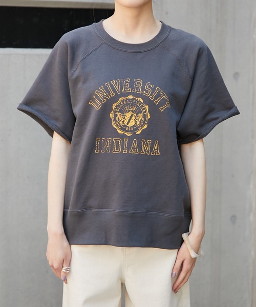 CIAOPANIC TYPY（チャオパニックティピー）の「カレッジプリントハーフスリーブスウェット（Tシャツ/カットソー・レディース・チャコールグレー/オフホワイト/サックスブルー/キャメル・ONE SIZE）」の11枚目の写真