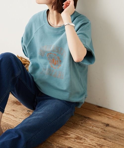 CIAOPANIC TYPY（チャオパニックティピー）の「カレッジプリントハーフスリーブスウェット（Tシャツ/カットソー・レディース・チャコールグレー/オフホワイト/サックスブルー/キャメル・ONE SIZE）」の17枚目の写真