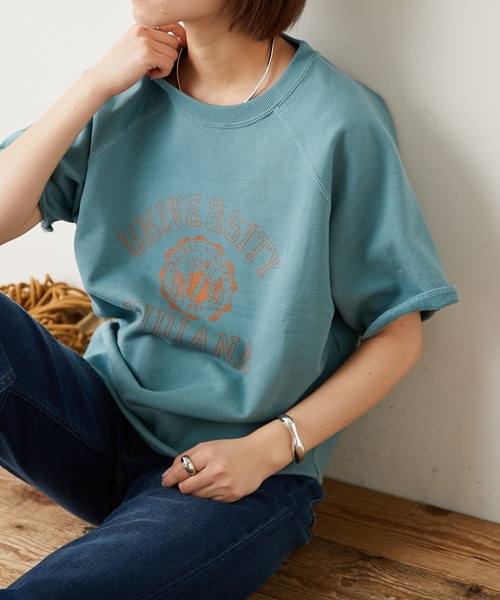 CIAOPANIC TYPY（チャオパニックティピー）の「カレッジプリントハーフスリーブスウェット（Tシャツ/カットソー・レディース・チャコールグレー/オフホワイト/サックスブルー/キャメル・ONE SIZE）」の13枚目の写真