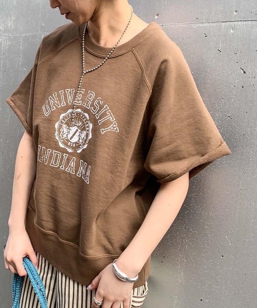 CIAOPANIC TYPY（チャオパニックティピー）の「カレッジプリントハーフスリーブスウェット（Tシャツ/カットソー・レディース・チャコールグレー/オフホワイト/サックスブルー/キャメル・ONE SIZE）」の22枚目の写真